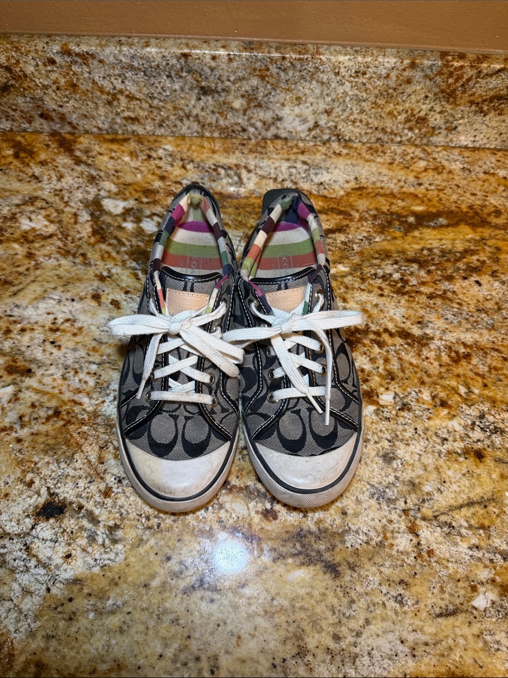 Coach Signature C Jacquard Low Top Sneakers Multi-Stripe Lining